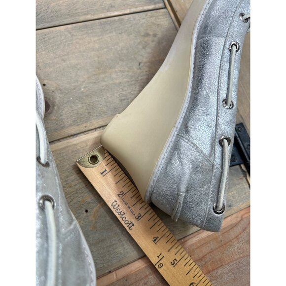 Sperry Womens Metallic Silver Leather Wedge Loafers Size 7.5M - Picture 9 of 9